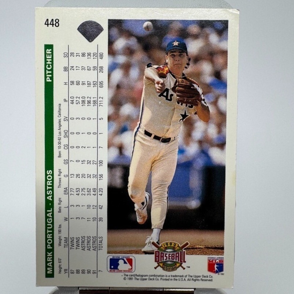 1992 Upper Deck Mark Portugal Astros Baseball Card - Picture 2 of 14